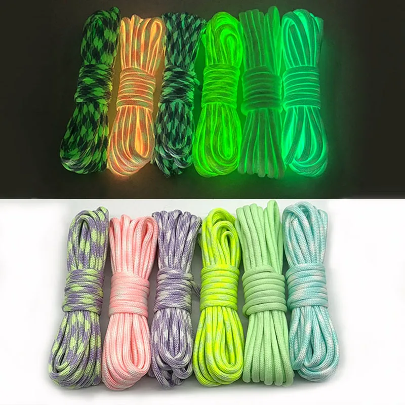4 mm leuchtendes Paracord, 5 m/10 m/15 m, 7-adriges Paracord, Outdoor-Camping-Ausrüstung, Outdoor-Notfallseil, geflochtenes Armband, Outdoor-Zelt