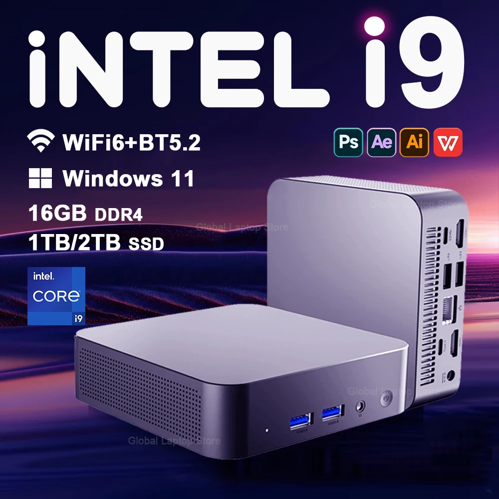 Mini PC Windows 11 Intel Core i9 8950HK N5095A Desktop Pc Gaming Computer 16GB DDR4 1TB 2TB SSD WiFi 6 BT5.2 Portable Pc Gamer