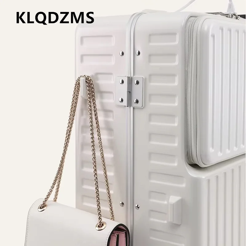 KLQDZMS Luggage Travel Bag Front Opening Boarding Box USB Charging Trolley Case Multifunctional 20