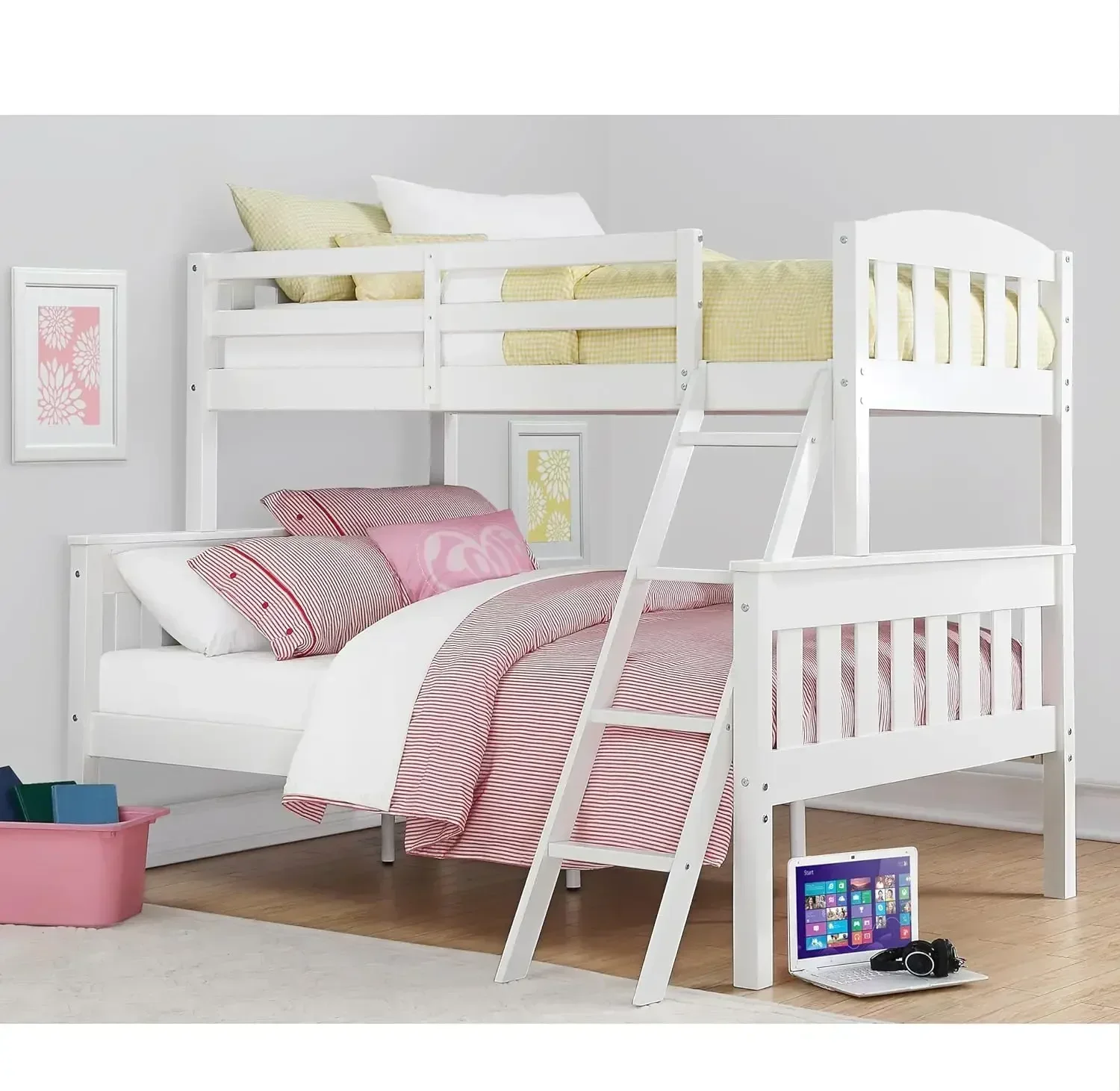 Furniture supplies DHP Airlie Twin-Over-Full Bunk Bed with Ladder, White