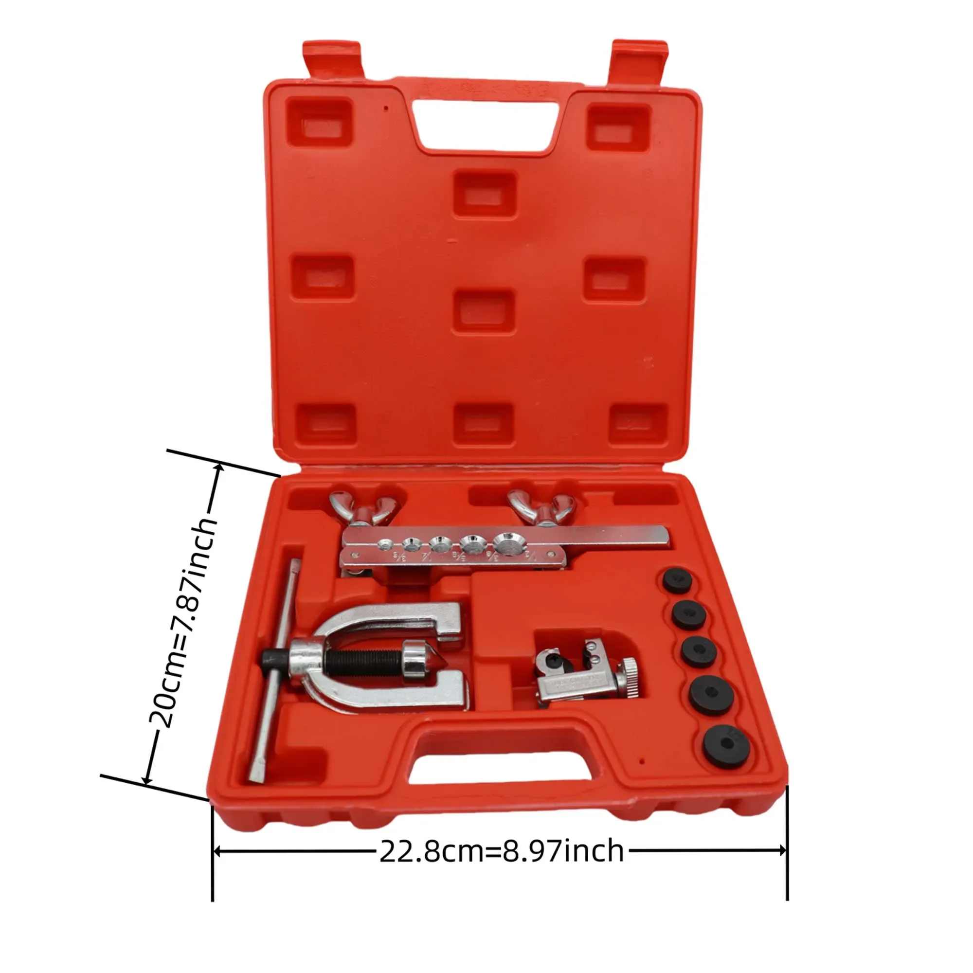 Double & Single Flaring Tool Kit Includes Tube Cutter Fittings Compatible with Copper Aluminum Brass Magnesium and Soft Steel