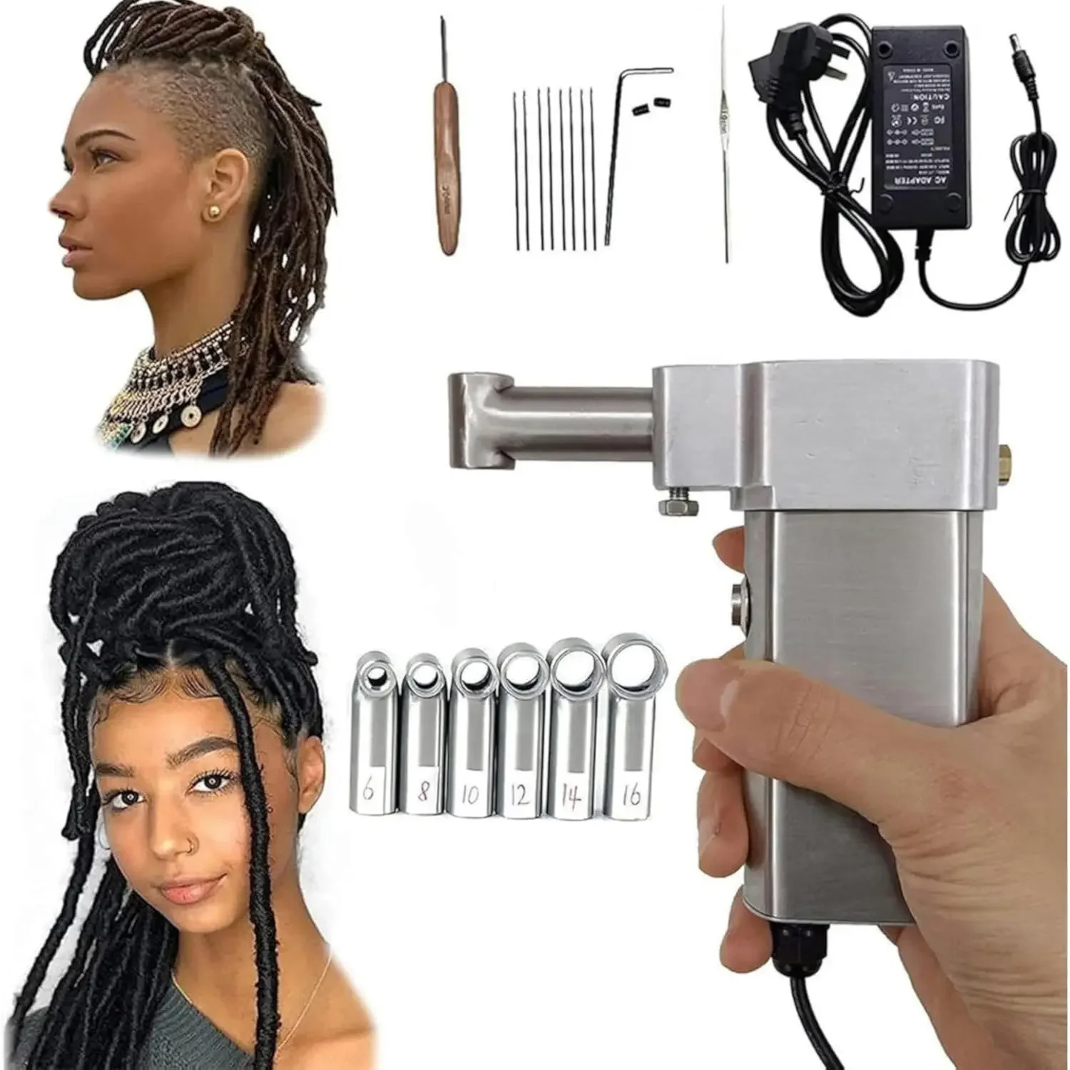

Dreadlock Crochet Braids Hair Making Machine with 20 Automatic Needles - Electric Portable DIY Dreadlocks Maker for Extensions