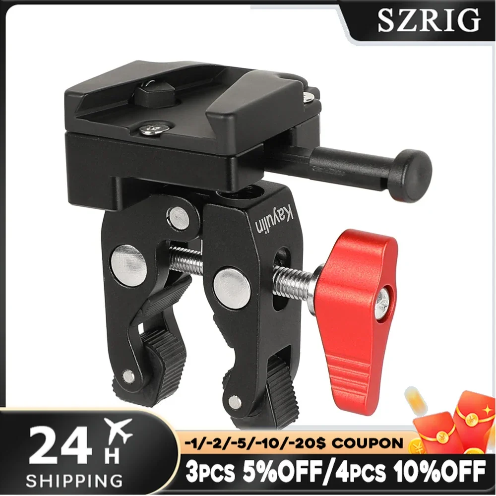 SZRIG Super Crab Pliers Clamp With Universal V-Lock Mount Quick Release Adapter For DSLR Camera Battery