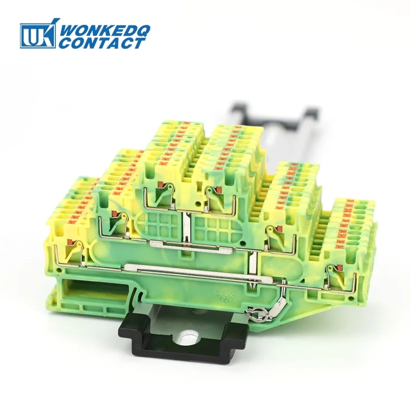 PT1.5/S-3L-PE Push-in Grounding Connector Yellow/Green Terminal Block Ground Moduler For 1.5 mm² Wire PT 1.5-3L-PE