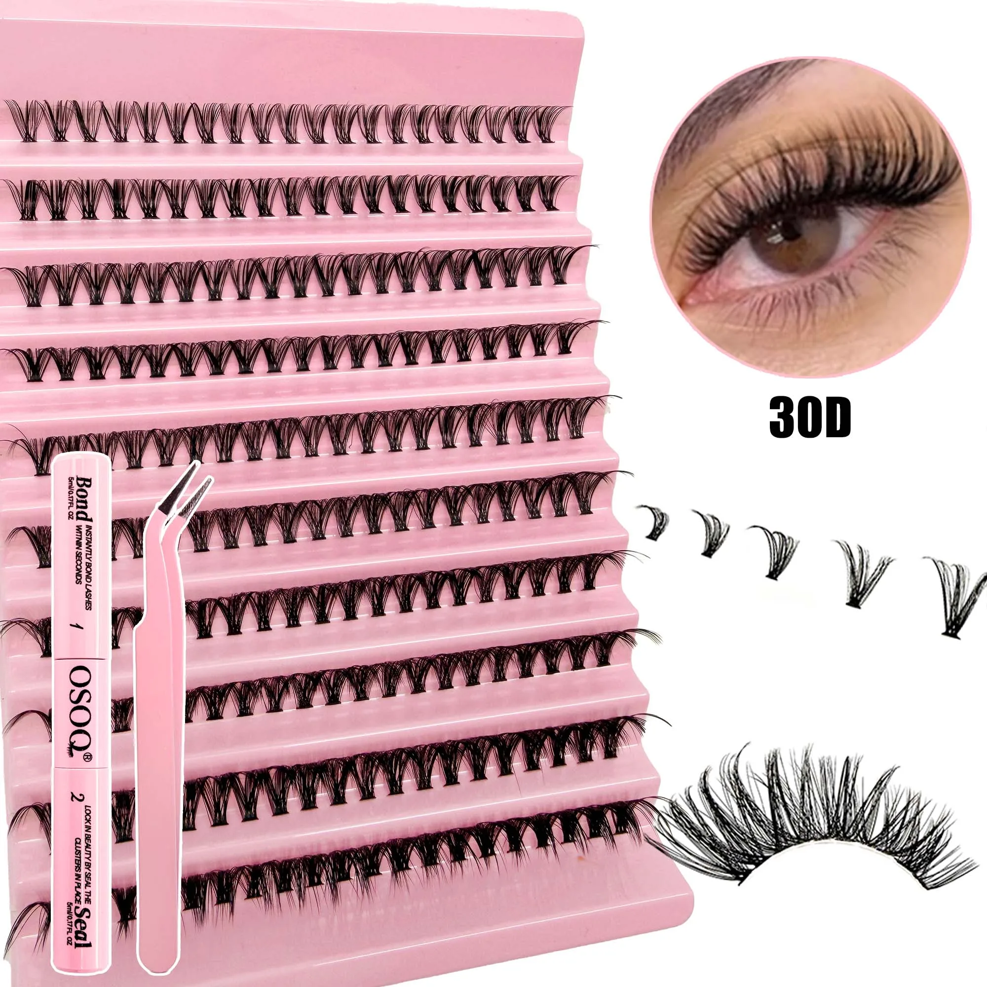 DIY Eyelash Extension Kit Individual Lashes Cluster Mix Lash Clusters with Lash Bond and Seal and Lash Accessories