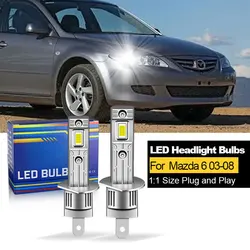 2PCS CANbus For Mazda 6 2003 2004 2005 2006-2008 LED Headlights H1 High Beam H1 Low Beam Bulbs 20000LM White 12V Plug and Play