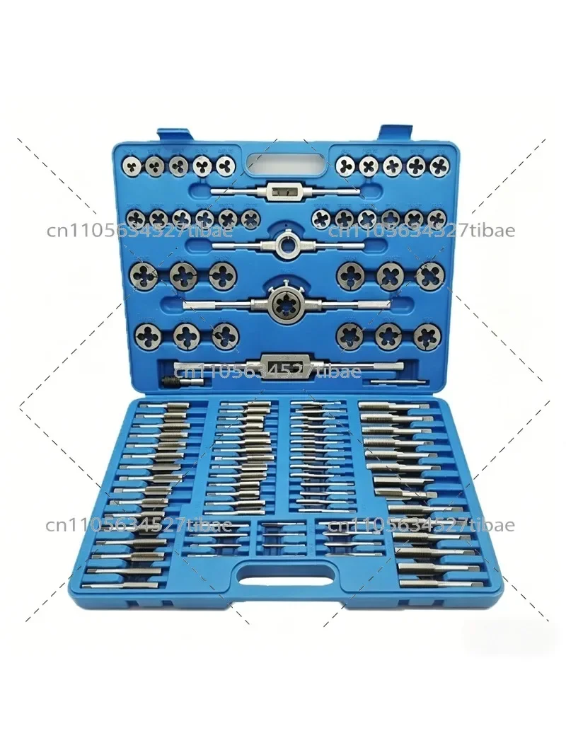 110Pcs Bearing Steel Tap Die Set Hand Threading Tool With Tap Wrench & Thread Gauge