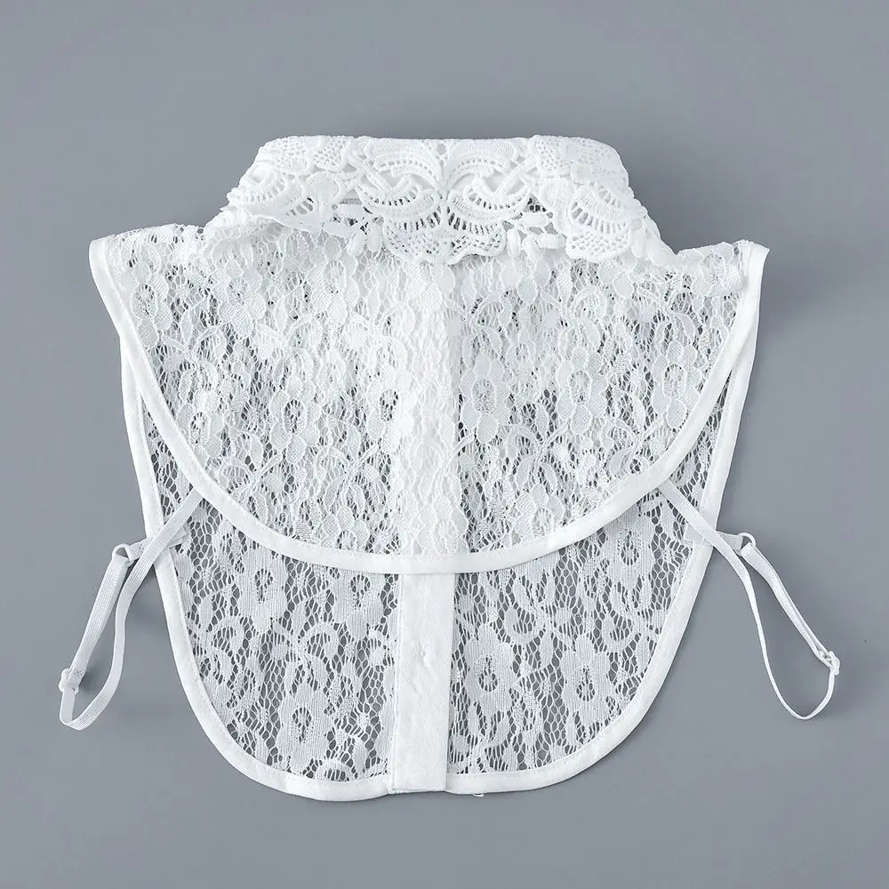 Accesorio de ropa, cuello falso desmontable, encaje blanco, negro, cuello falso, chal ajustable, envoltura para mujeres y niñas