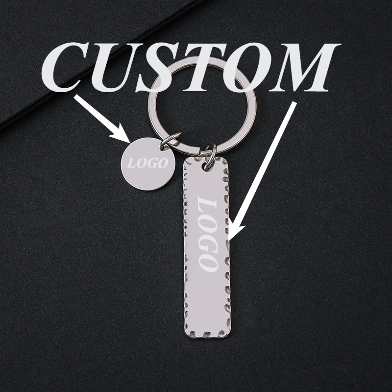 

1pc Custom Keychain Personalized Stainless Steel Key Customized Key Ring Long Shape Car Accessories Gift Wholesale