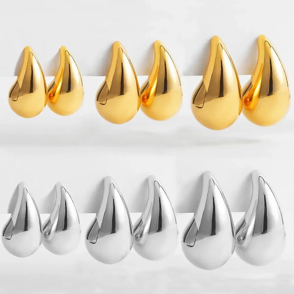 15-24mm Trendy Plate Golden Chunky Waterdrop Dupes Drop Earrings for Women Personality Glossy Teardrop Earring Jewelry Gifts