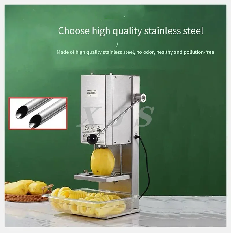 

【HOT】12V 26 W 100 KG/H New Design Restaurants Fast Food Chain Spiral Potato Cutter Twister Fries Machine for Restaurants