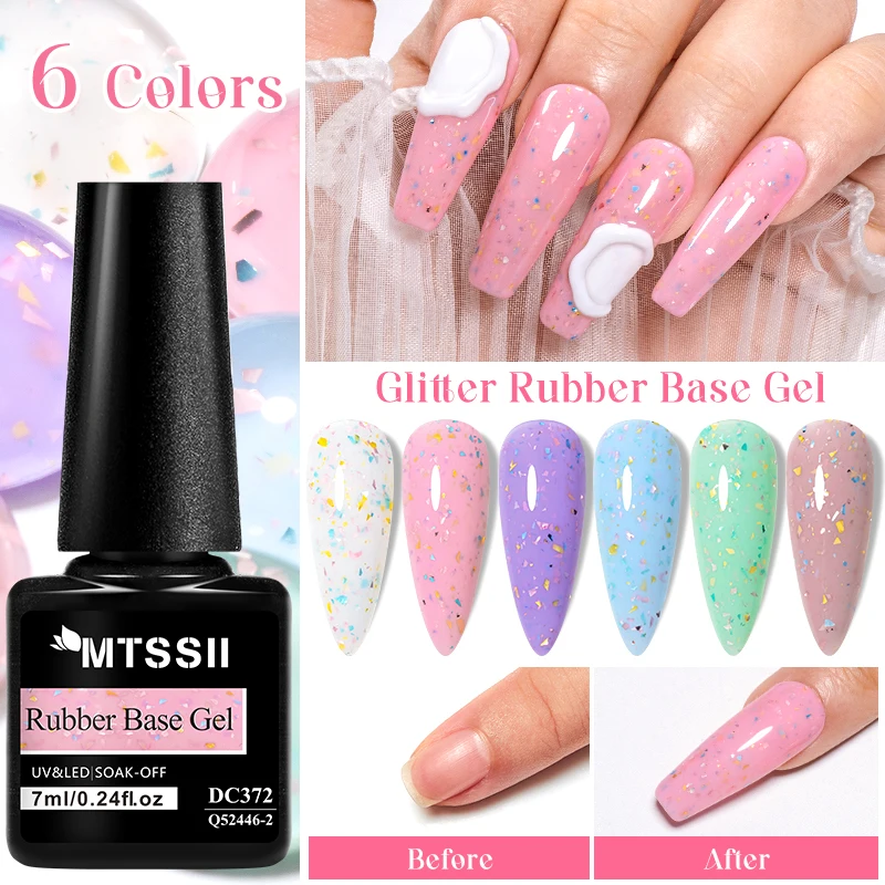 Mtssii 7ml Multicolour Rubber Base Gel Nail Polish Pink White Summer Candy Semi Permanent UV LED Art Gel Varnish Soak Off Nails