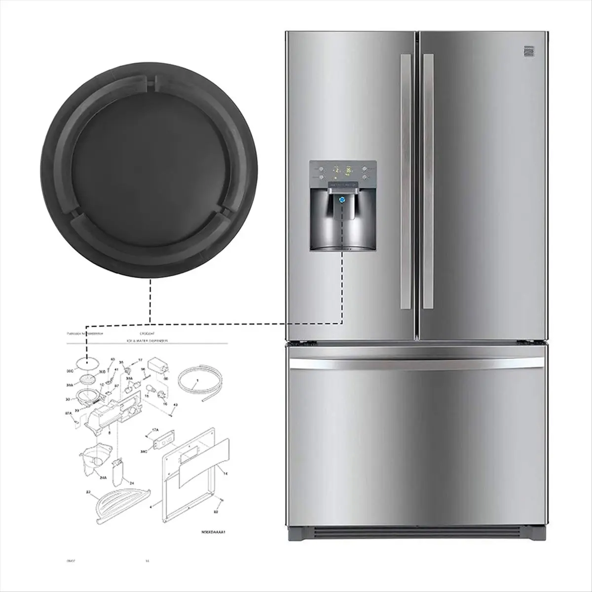 【Promo】241688701 Dispensador de geladeira Vedação de porta com rampa de gelo substitui 5304421629, aba de porta do dispensador para Electrolux Frigidaire