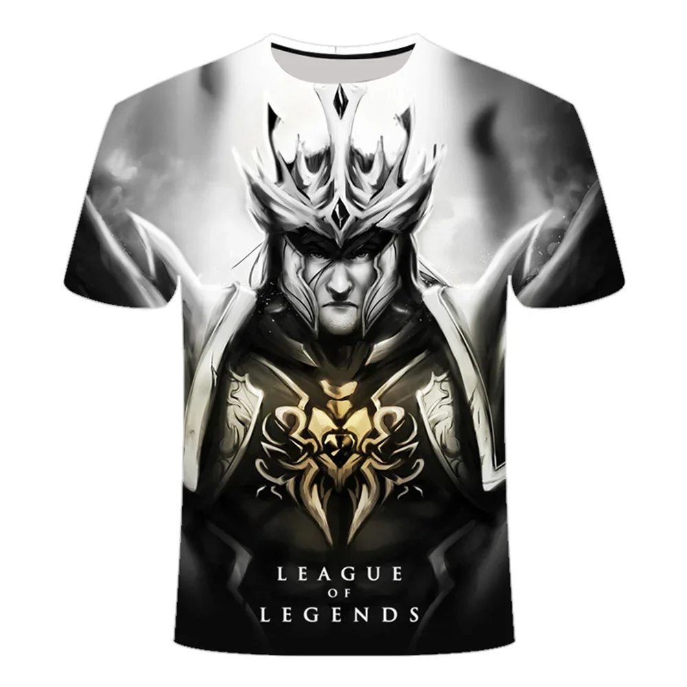 Best-selling Black Casual Style 3D Printed League of Legends T-shirt Summer Game Men\'s and Women\'s Loose Crew-neck T-shirt