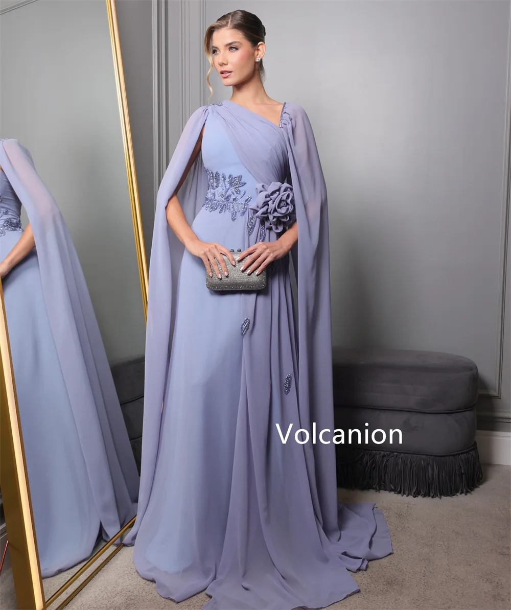 فساتين طويلة مخصصة من الشيفون مصنوعة يدويًا مطرزة على شكل حرف a مكشوفة الكتف مناسبة رسمية رائعة