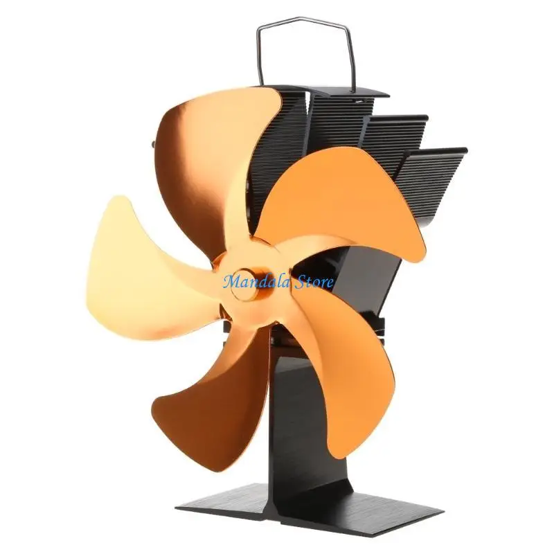 U2JC المنزل الموقد موقد مروحة 5-شفرة موقد الخشب مروحة تعمل بالطاقة الحرارية الشتاء في الأماكن المغلقة