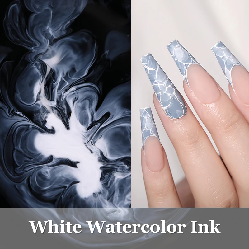 BORN PRETTY  White Blossoming Gel 15ml Watercolor Nail Polish Ink Natural Air Dry Clear Effect Gradient Ink for Diy Marble Nails