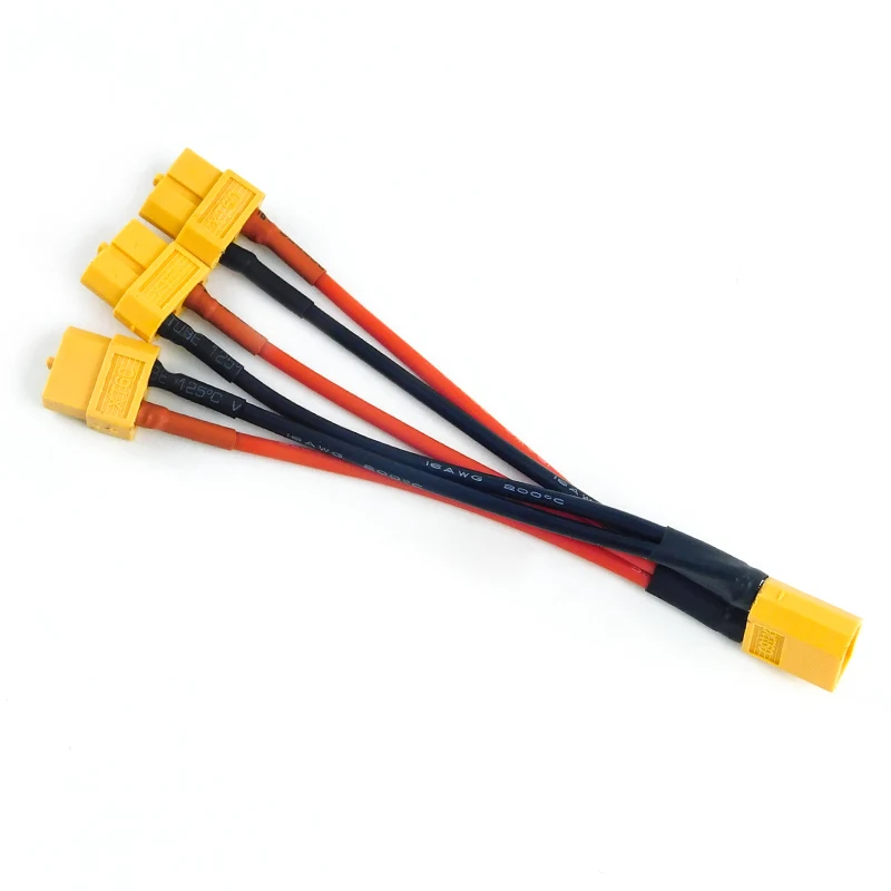 XT60 Parallel Battery Connector Male/Female Cable Dual Extension Y Splitter/ 3-Way 16AWG Silicone Wire for RC Battery Motor