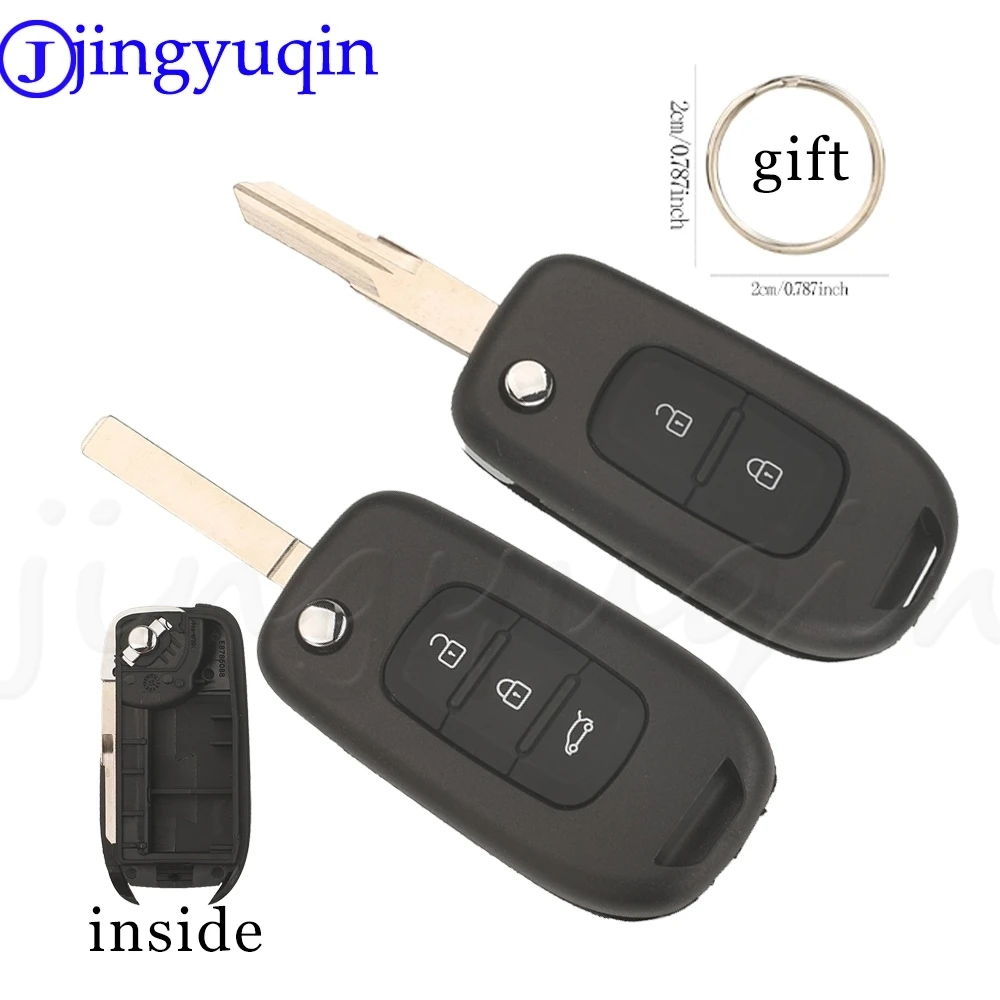 Jingyuqin Flip Car Key Shell Case VA2/VAC102 blade 2/3BTN For Renault Logan Duster Sandero Oroch without PCB Housing Replacement