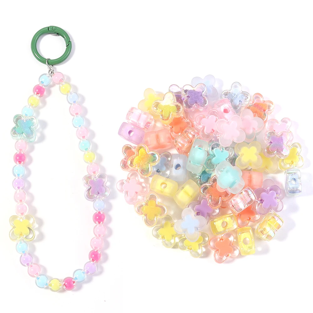 50pcs/lot 15mm Cross Flower Acrylic Bead Mixed Color Loose Spacer Beads For DIY Bracelet Necklace Jewelry Making Accessories