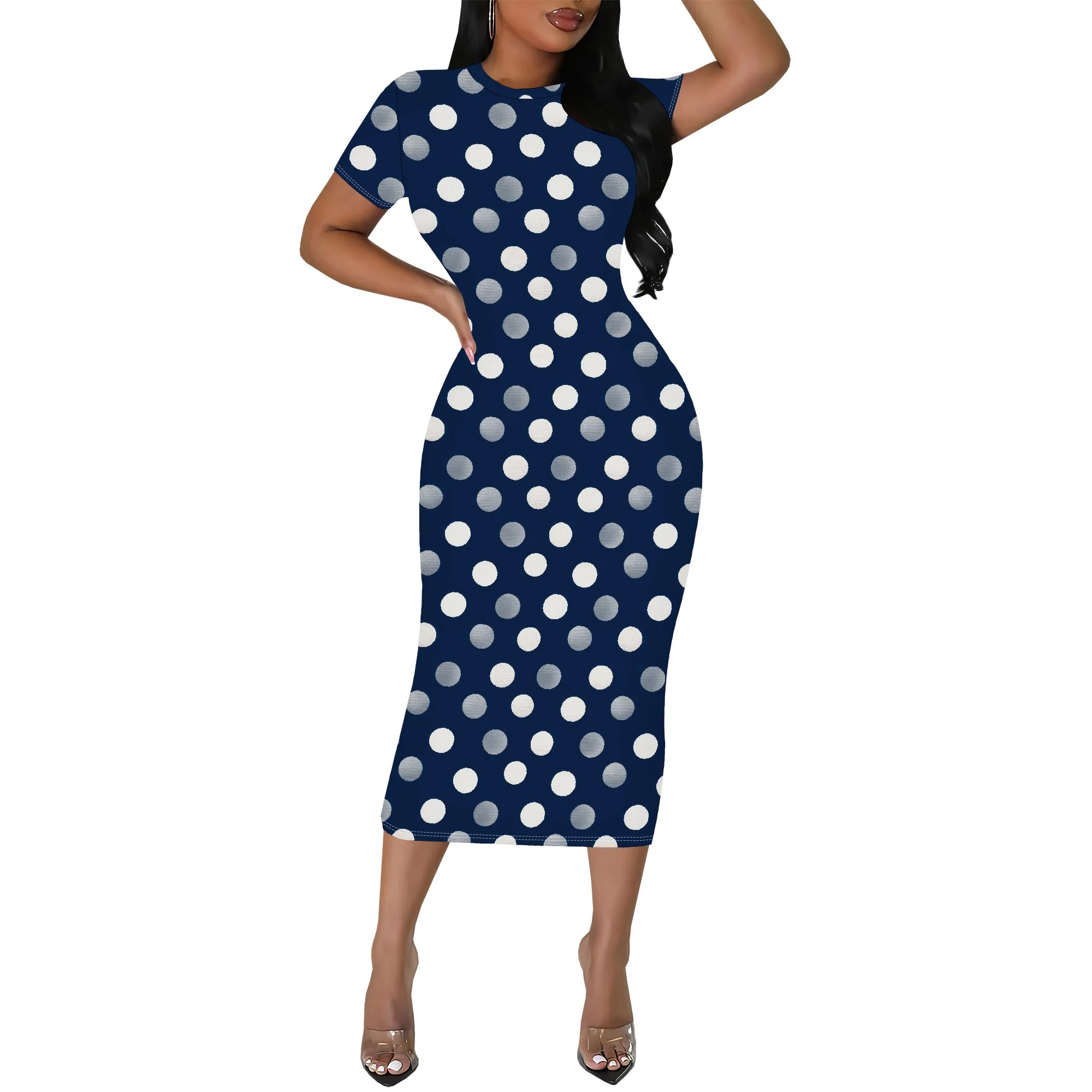 Облегающие платья с принтом для женщин, элегантное платье-карандаш миди, деловая повседневная клубная одежда Облегающие платья с принтом для женщин, элегантное платье-карандаш миди, деловая повседневная клубная одежда