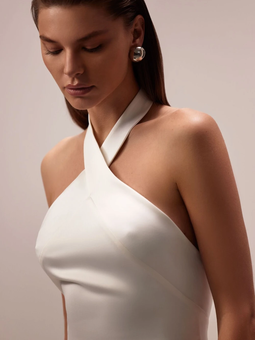 Vestido de novia de satén de sirena minimalista, vestido de novia Sexy con cuello Halter y cremallera en la espalda, ropa de novia personalizada hasta el suelo Simple moderna