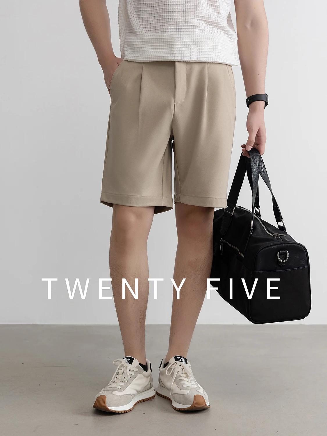 Men's Casual Wool Blend Cool Feeling Straight Leg Suit Shorts Five Inch Pants Drapey Polyester Viscose Wool Nylon Fabric