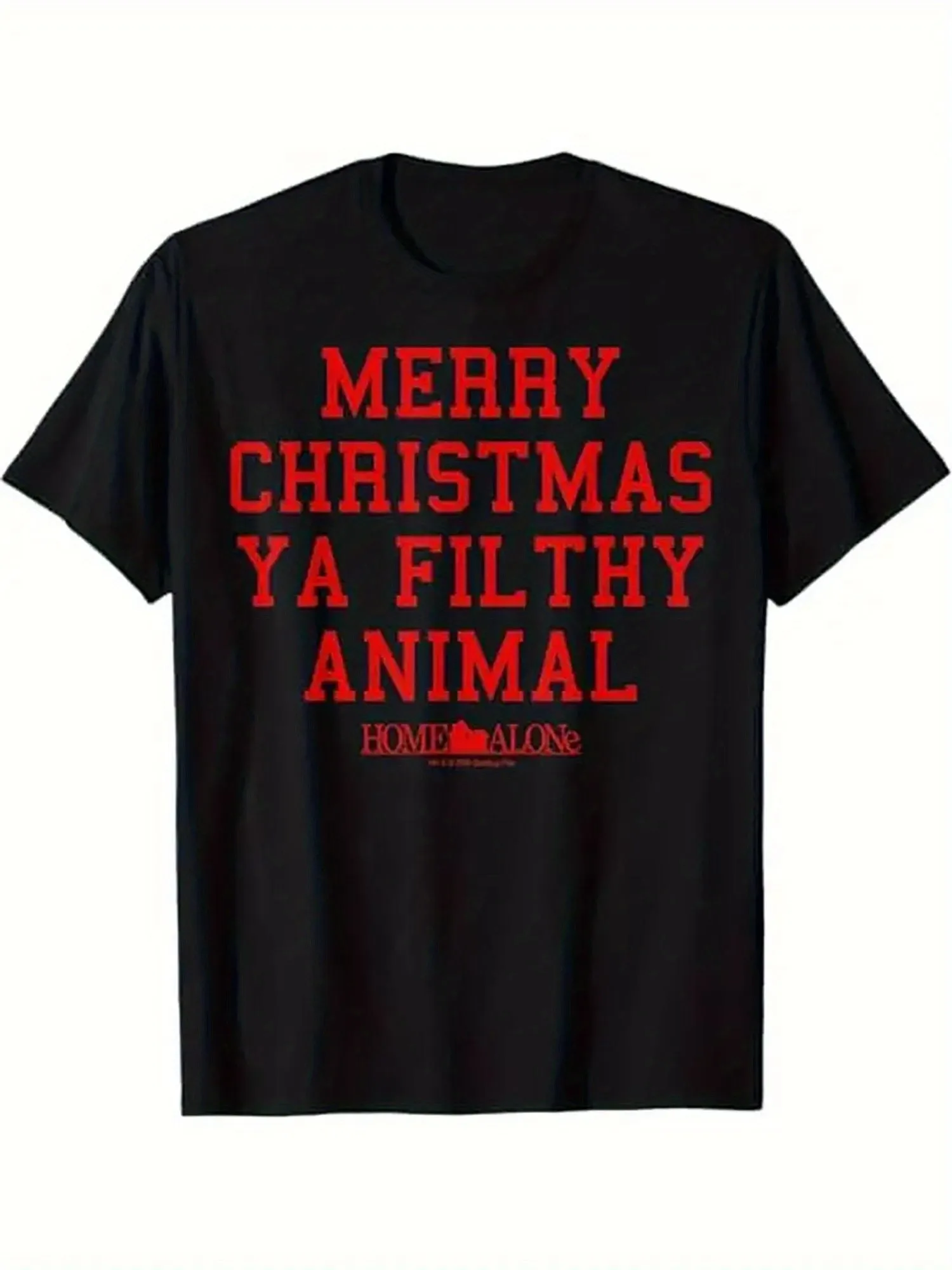 

Funny Christmas T-Shirt - Merry Christmas, You Asshole, Movie Quote for Being Home Alone - Heavyweight 100% Cotton Crew Neck T-Shirt - Black T-Shirt with Red Text - Holiday Gift for Adults, Men, Women - Casual Wear - All-Season Comfortable Fit, Seasonal H