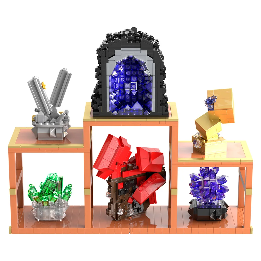 

MOC Crystals Building Blocks Sets Amethyst Office Crystal Decor Gemstone Ore Quartz Crystals Bricks Toys Adult Gift Wealth Tower