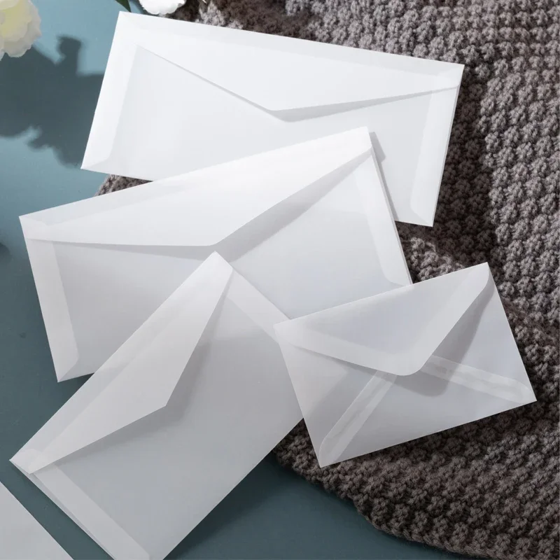 50 pçs em branco translúcido envelope europeu papel ácido sulfúrico diy cartão postal vários tamanhos criativo casamento convite envelope