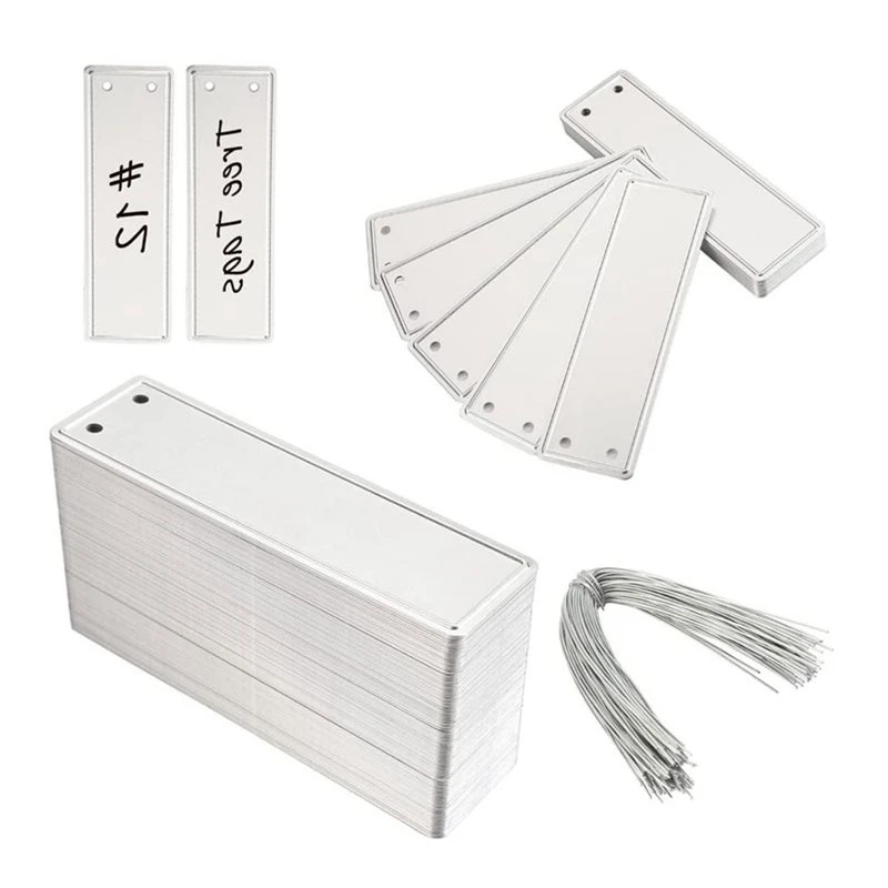 ABVC Aluminum For Plant Labels 100PCS, Metal Tags With Wires For Plant Markers, Tree Tags, Outdoor Identification And