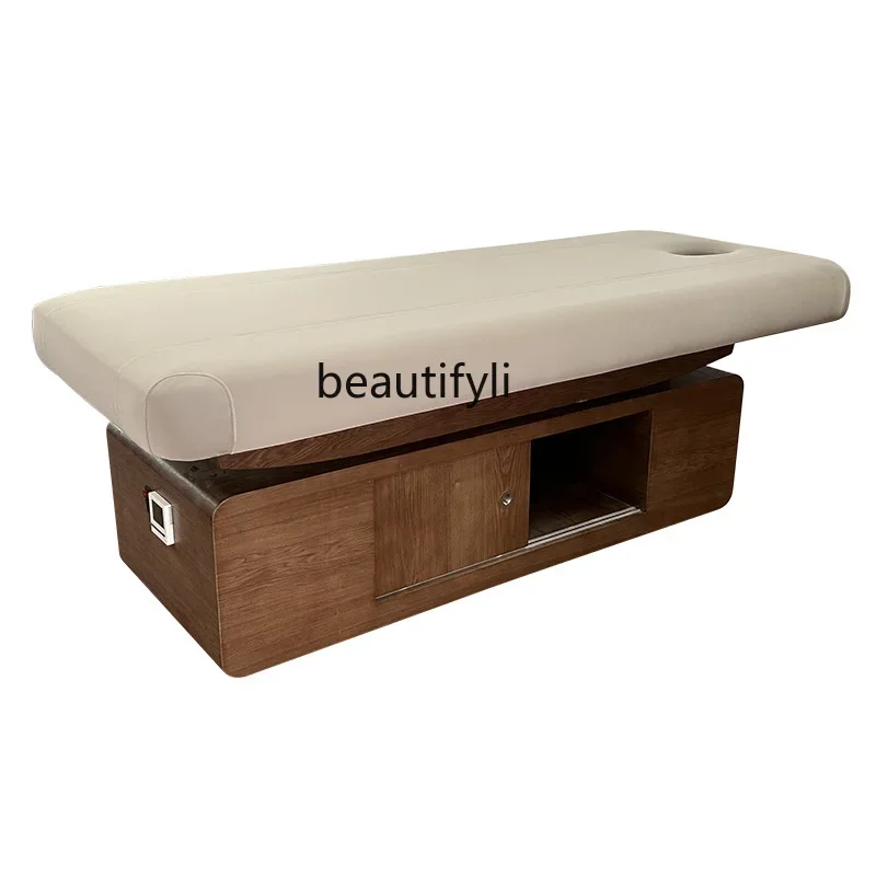 

Electric Beauty Bed Thermostatic Heating Spa Massage Couch Beauty Salon Facial Nursing Bed Wooden Base