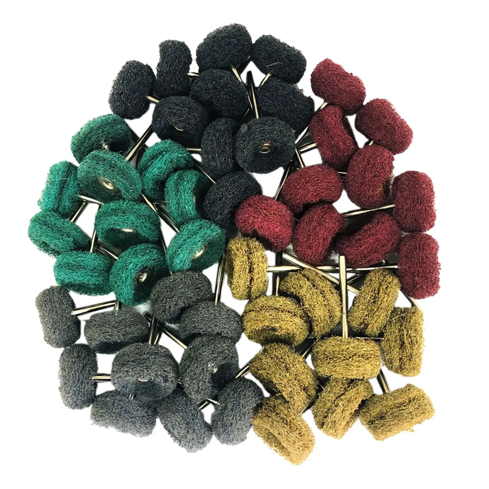 100Pcs Abrasive Buffing Wheel Grinding Sanding Head 25mm Fiber Abrasive Brush Buffing Polishing Wheel Set for Rotary Tool