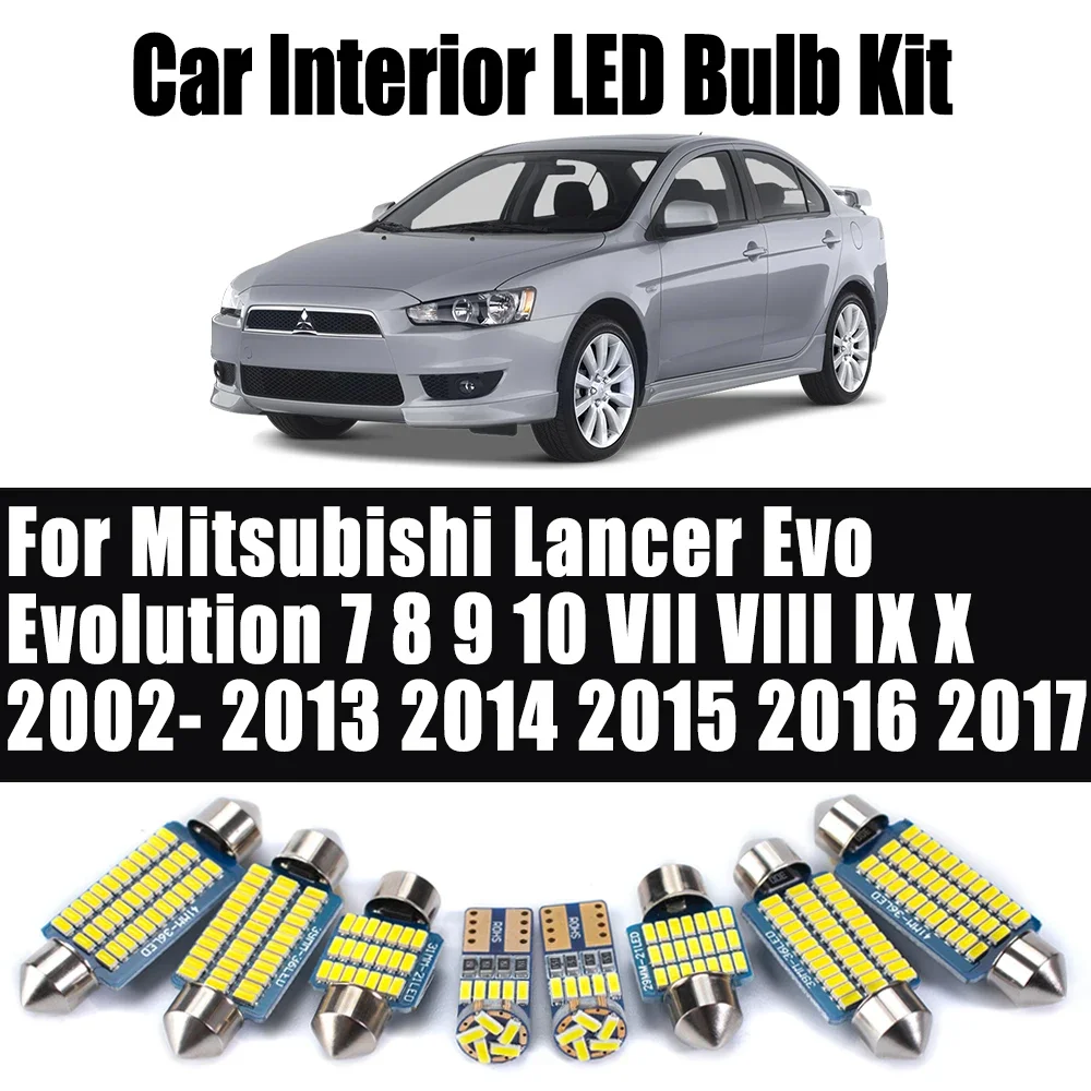 For Mitsubishi Lancer Evo Evolution 7 8 9 10 VII VIII IX X 2002- 2017 Canbus No Error Car Interior Reading Light LED Bulbs Kit