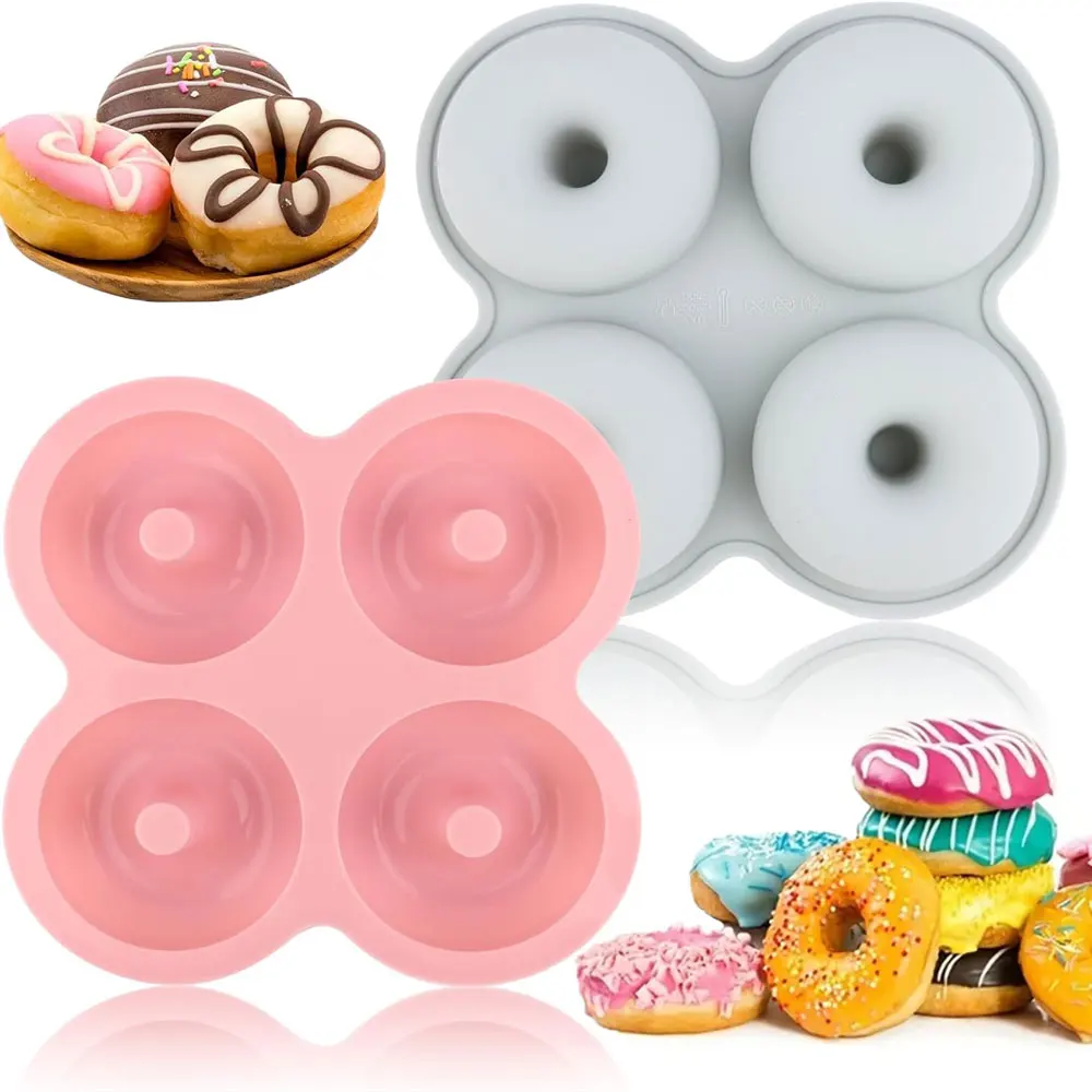 1/2/4pc Silicone Donut Molds Cavity Silicon Doughnut Mould Tray Pan Flexible Biscuit Doughnut Maker for Donut Muffins Cake Bagel
