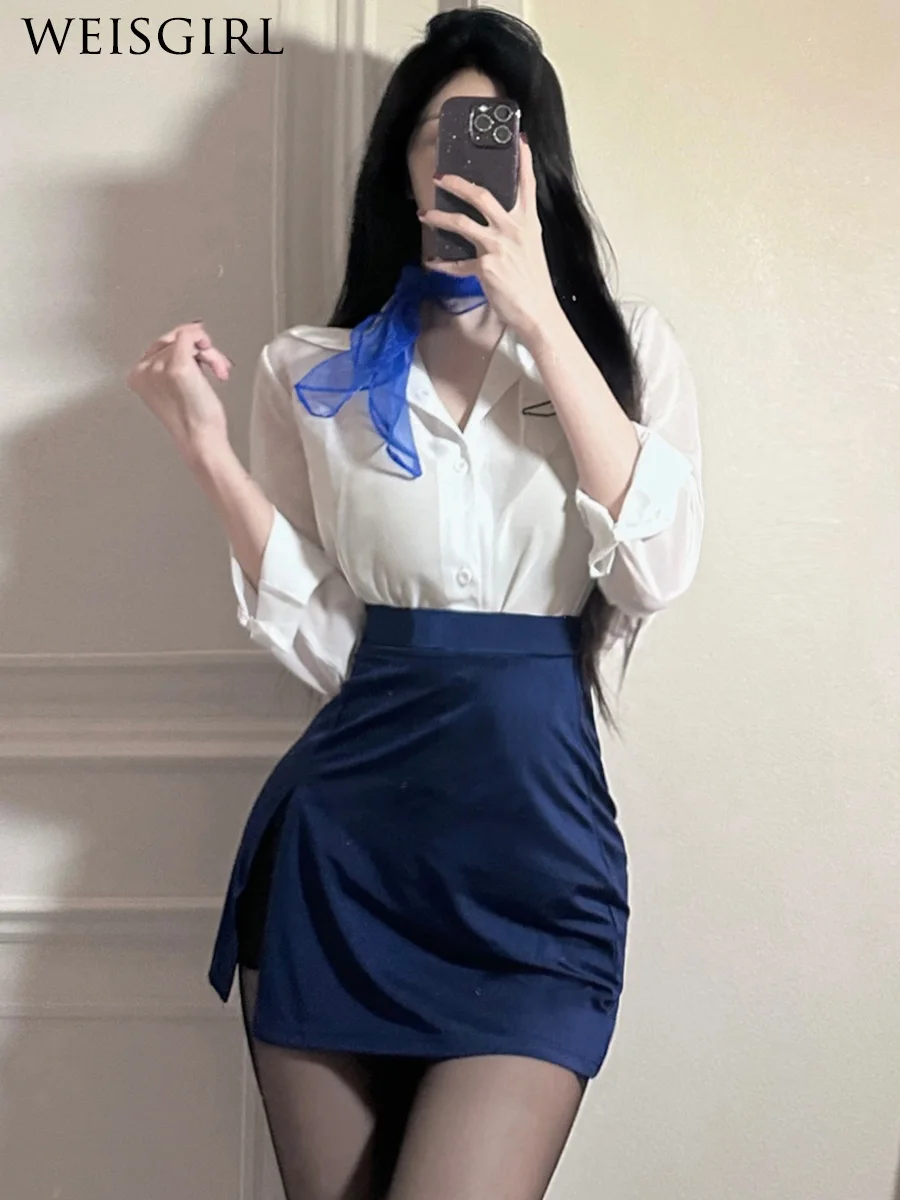 

Sexy Cosplay Nightclub Performance Wear Clothes Temperament Office Secretary Outfit plus Size Stewardess Uniform Pilot Suit