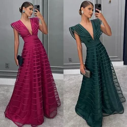 Jiayigong Sparkle Exquisite  Evening Jersey Ruched Tiered Formal  A-line V-neck Bespoke Occasion Gown Long Dresses