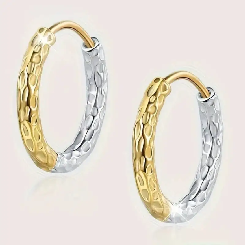 Huitan Zweifarbige Kreisförmige Damen-Creolen für Hochzeit und Verlobung, Luxuriöse Metall-Ohrringe, Modisches Party-Accessoire, Eleganter Schmuck