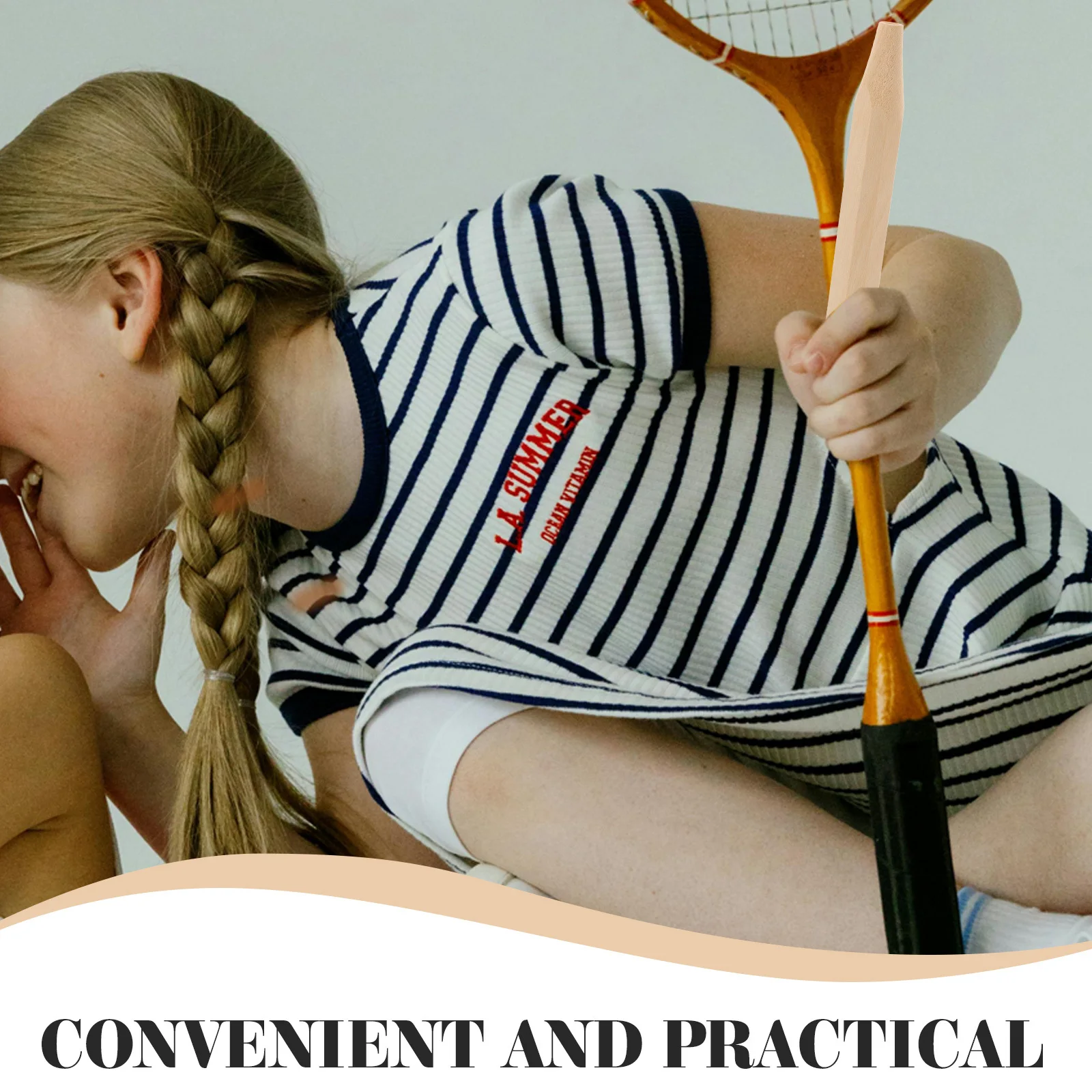 

Badminton Racket Handle Grip Wooden Replacement Smooth Surface Interchangeable Parts Easy Maintenance Badminton Supply