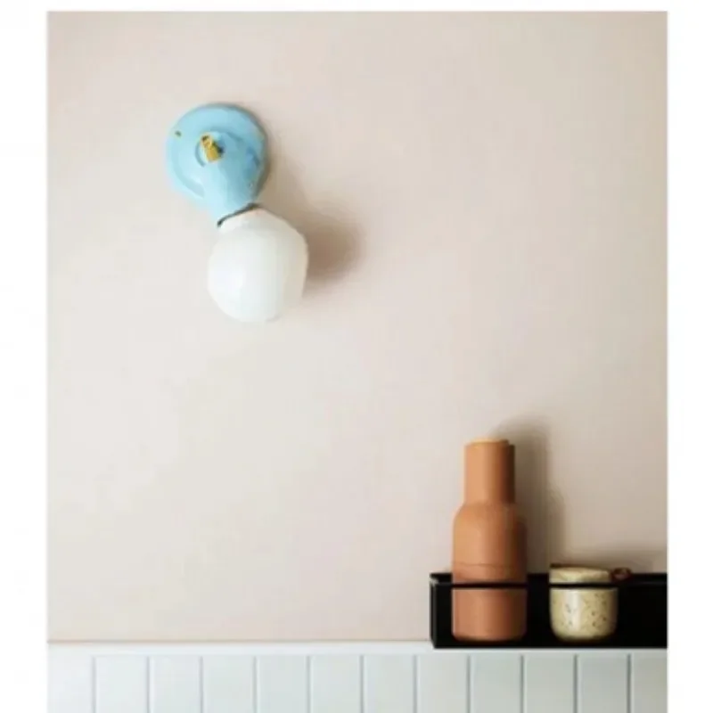 Vintage Porcelain LED Wall Lamp 180° Adjustable Ceramic Light Set for E27 Bulb Bedroom Bedside Study Living Rooms Hotel Lighting