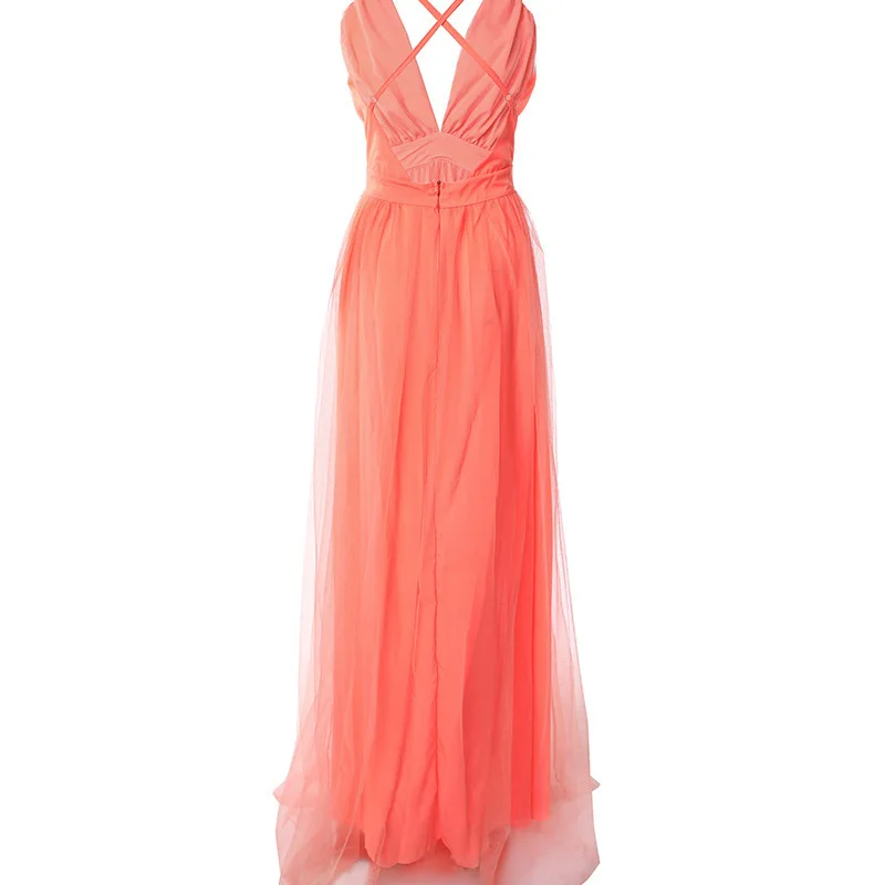 Camisole Dress Backless Sexy Women Party Dresses Spliced V Neck Sleeveless Loose Vestidos Floor Length Summer 2025 Solid - Image 2
