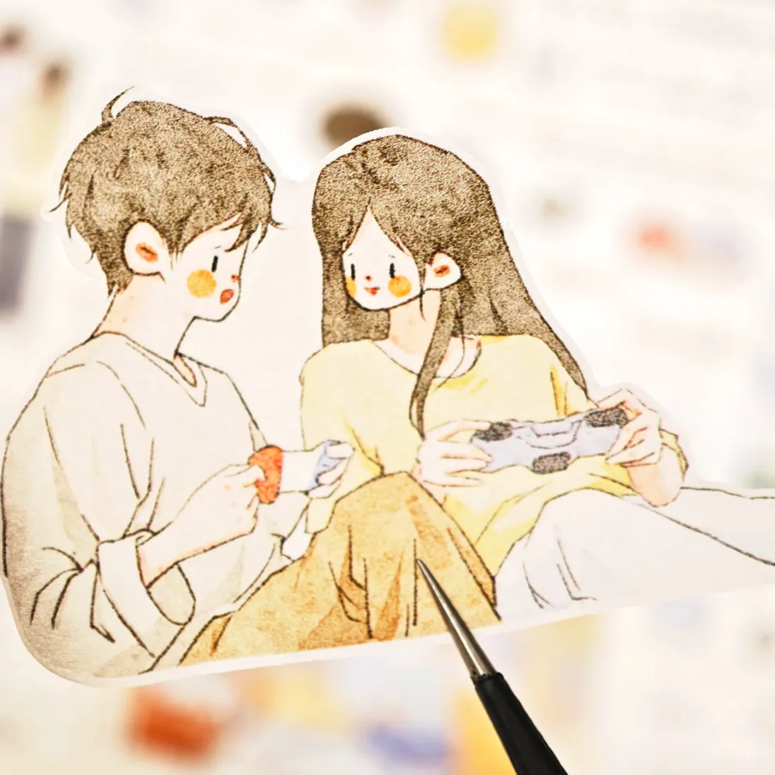 Couple's Sweet Daily Happiness and Anger Record Mood Salt Is Die Cut Washi Pet Tape