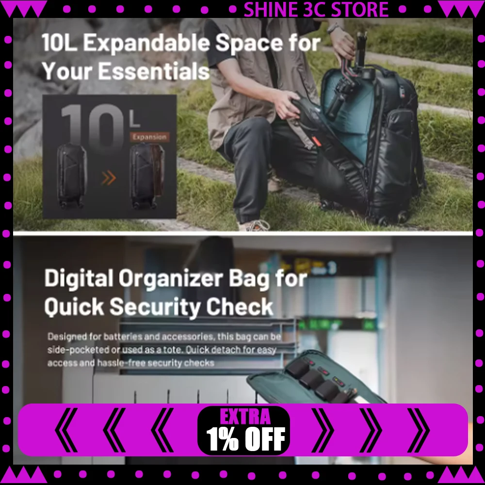 PGYTECH Photography Trolley Case Photography Bag DSLR Camera Bag Professional Outdoor Backpack Luggage Equipment Travel Case