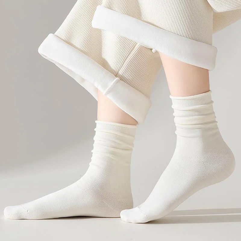 3Pairs Pure Cotton Socks Japanese College Style Minimalist White Mid Tube Socks Confinement Socks Solid Color Stacking Socks