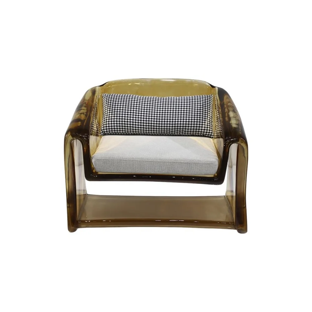 *Epoxy Resin Modern Leisure Armchair with Cushion-Eco-Friendly Durable Waterproof Living Room Chair