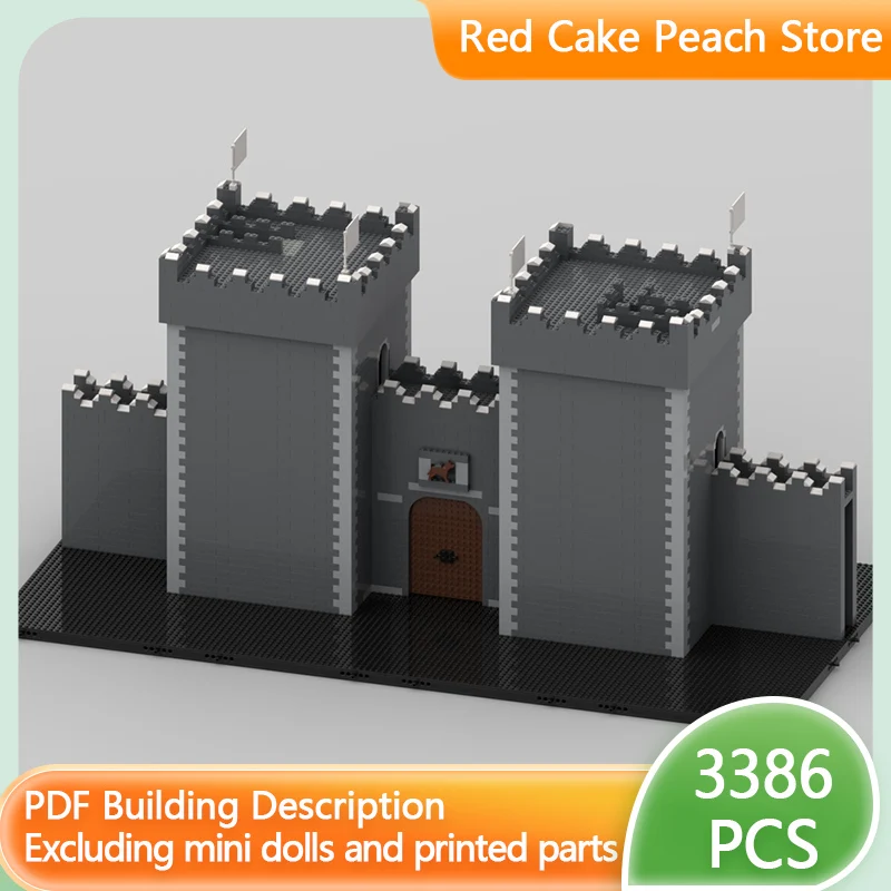 

Модель средневекового замка MOC, строительные блоки, замковые ворота из каменных кирпичей, модульная технология, подарки, праздничные игрушки для сборки, детский конструктор