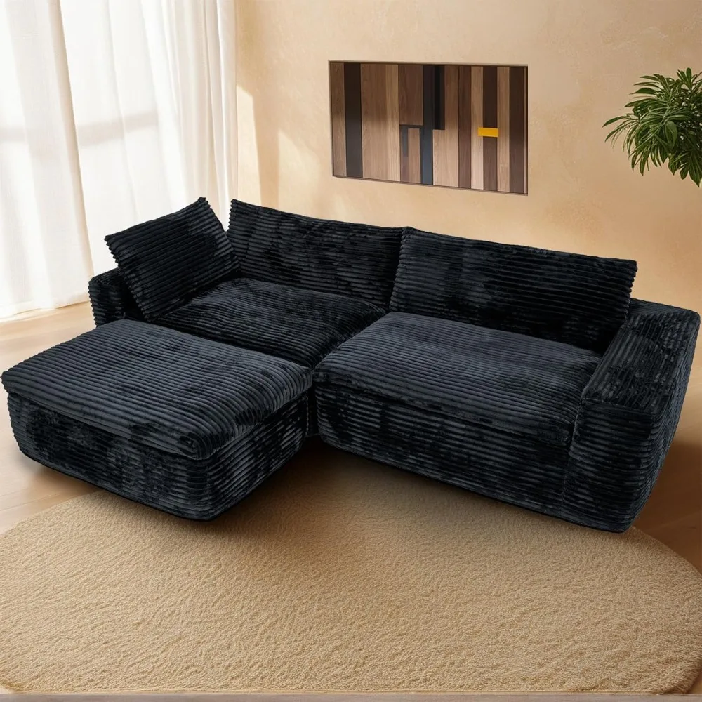 

110" Cloud Couch with L Shaped Couch,Oversized Modern Modular Sectional Sofa Set w/ Deep Seat,Plush Corduroy Upholstered Couches