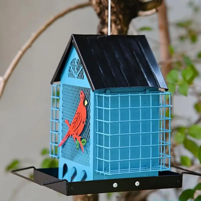 581C Attractive Outdoor Bird Feeding Container Constructed From Iron With Light Framework And Easy To Suspend Structure