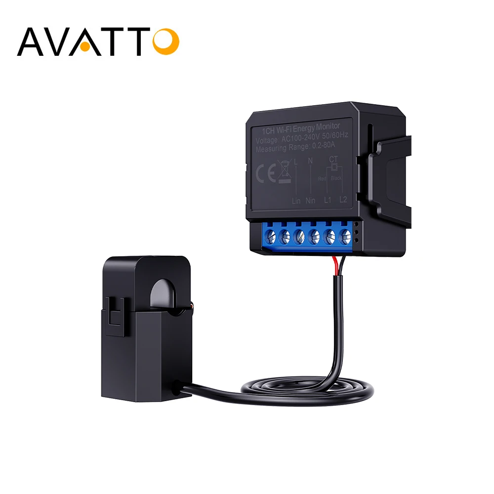 AVATTO Tuya WiFi Smart Energy Meter，Bidirectional Monitoring Meter Clamp KWh Power Production Consumption APP Remote Control