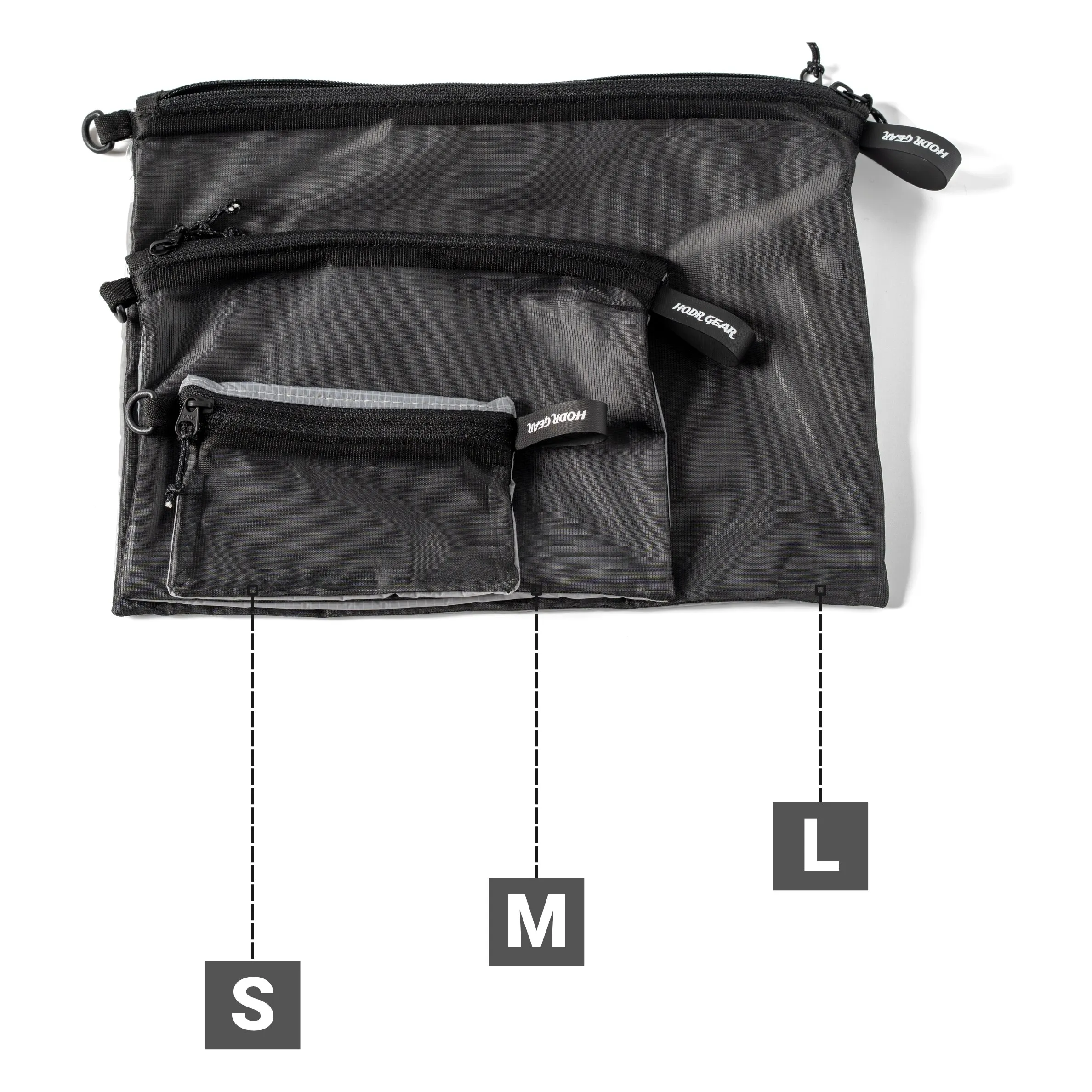 [HODR GEAR] Mesh Flat Pouch-15D Nylon Ultralight Storage Pouch Two-Layer Design with Visible Mesh Front YKK Perimeter Zipper